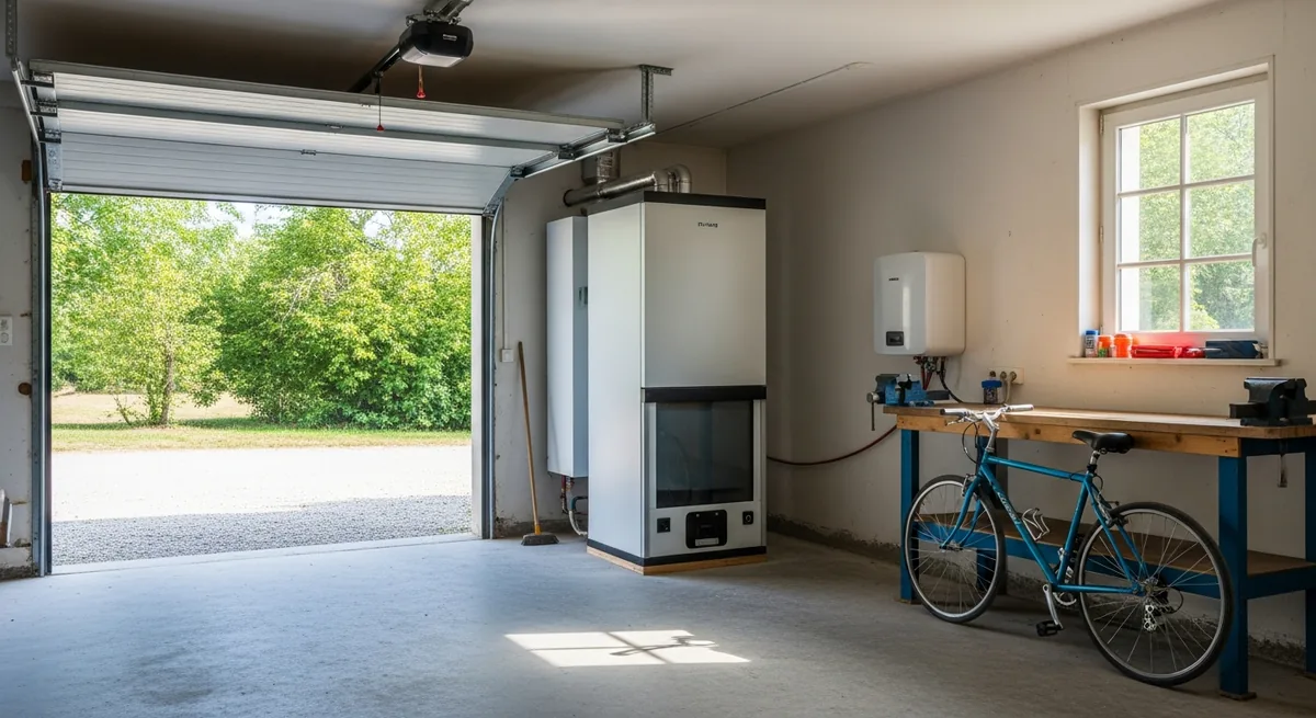 Chauffe-eau thermodynamique installé dans un garage à Bootz, Laval